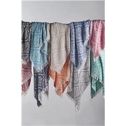 Denizli Concept Gri Barok Desenli Peştamal - 90x170 Cm - %100 Pamuk Peştemal Model