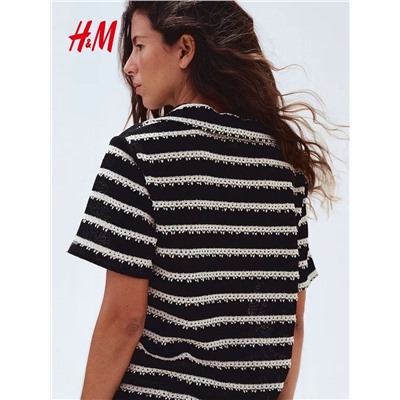 Женский ажурный вязаный топ поло   Н*М