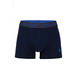 U.S. Polo Assn. 3'lü Erkek Boxer Pamuklu & Likralı, Lacivert Baskılı