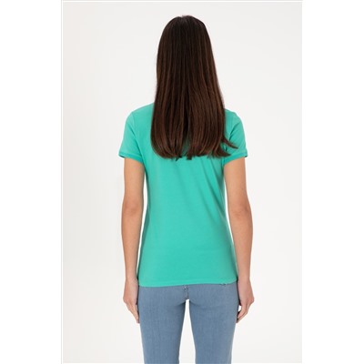 Kadın Mint Basic Polo Yaka Tişört