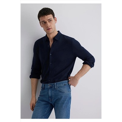 Mavi Lacivert Liyosel Gömlek Slim Fit / Dar Kesim 0211582-70488