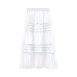 Falda avolantada de talle alto Blanco