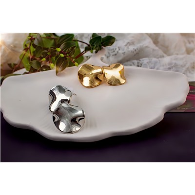 Серьги с эффектом мятого металла Круг  + Подарок