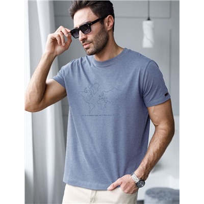 Футболка полуприлегающего кроя с принтом из премиального хлопка