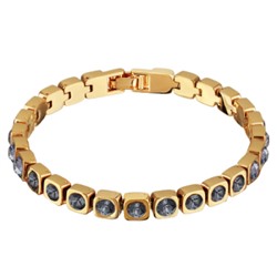 Браслет Теннис (кристаллы SW темно-серые 4мм; покрытие золото) 17-19см, Есть комплект