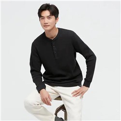 Мужской лонг из вафельной ткани с вырезом на пуговицах (раньше такие лонги называли батник)   Оригинал. Экспорт в Японию