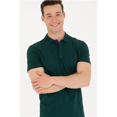 Erkek Koyu Yeşil Basic Polo Yaka Tişört