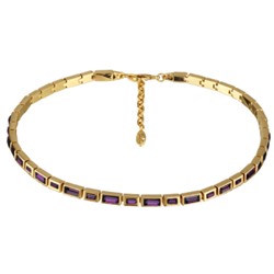 Колье Богемия (кристаллы SW темный аметист; покрытие золото) 42см, Есть комплект