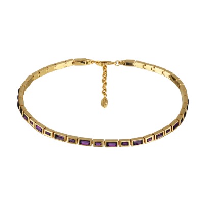 Колье Богемия (кристаллы SW темный аметист; покрытие золото) 42см, Есть комплект