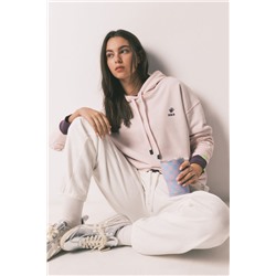 Sudadera capucha felpa algodón rosa