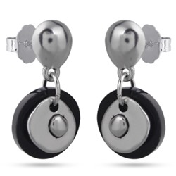 Серьги (смола черная; покрытие родий), Есть комплект