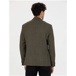 %100 Yün Haki Slim Fit Ceket