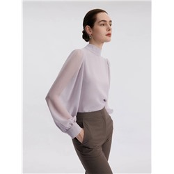 Элегантная, нежная блузка с длинными лентами на горловине