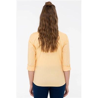 Kadın Sarı Uzun Kollu Basic Gömlek