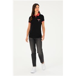 Kadın Siyah Polo Yaka Tişört