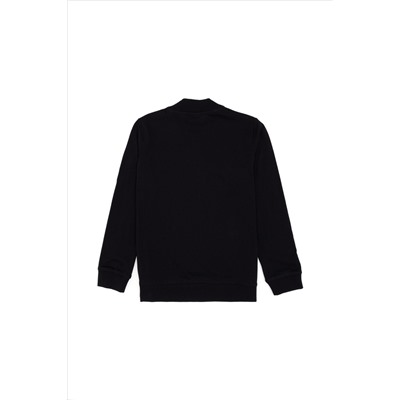Erkek Çocuk Siyah Basic Bisiklet Yaka Sweatshirt