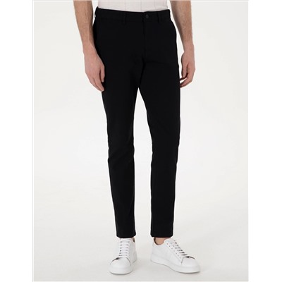 Siyah Slim Fit Beli Lastikli Kanvas Pantolon