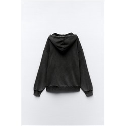 FADED-EFFECT RING HOODIE
