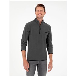 Antrasit Regular Fit Yarım Fermuarlı Polar Sweatshirt