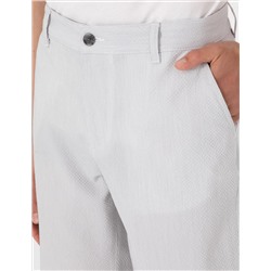 Gri Slim Fit Gofre Dokuma Şort