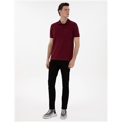 Bordo Regular Fit %100 Pamuk Polo Yaka Basic Tişört