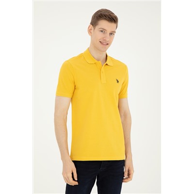 Erkek Slim Fit Polo Yaka Safran Basic Tişört