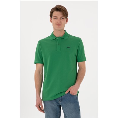 Erkek Regular Fit Polo Yaka Yeşil Basic Tişört