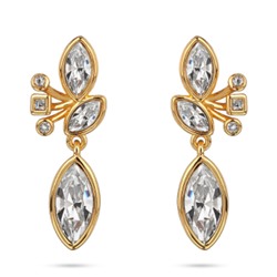 Серьги Эйва (кристаллы SW белые; покрытие золото), Есть комплект