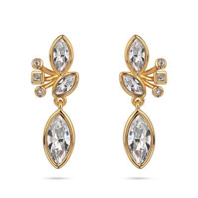 Серьги Эйва (кристаллы SW белые; покрытие золото), Есть комплект