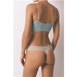 Tanga lisa algodón y encaje verde