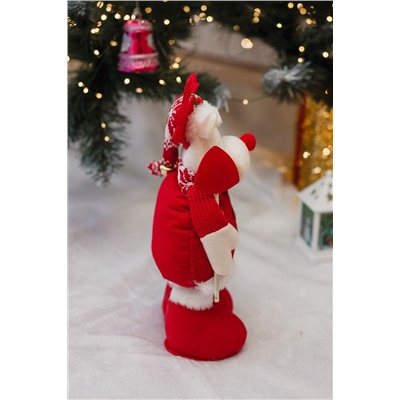 Игрушка новогодняя с выдвижными ногами Олень с лопатой красный