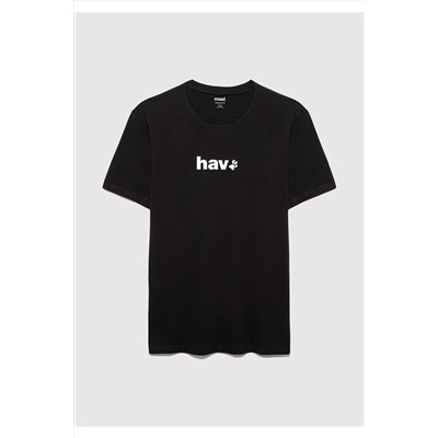 Mavi Hav Baskılı Siyah Tişört Regular Fit / Normal Kesim 0612759-900