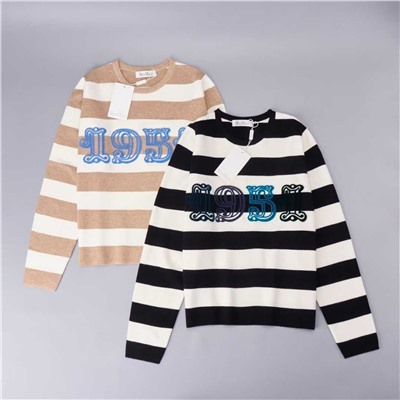 Модный простой шерстяной свитер контрастного цвета  МАКС МАР*А