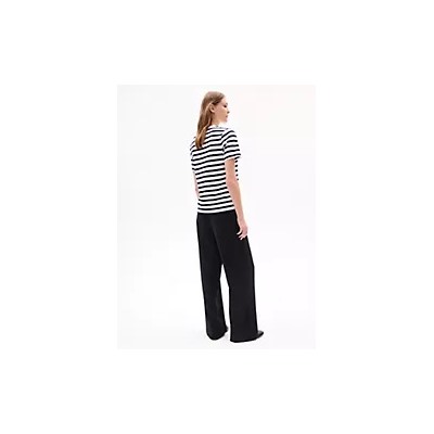 Gold Button Stripe Crewneck T-Shirt