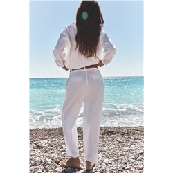 PANTALON RECTO CON LINO CINTURÓN