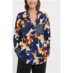 Blusa manga larga cuello pico