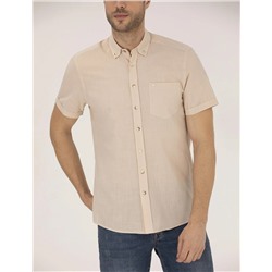 Bej Regular Fit Kısa Kollu Gömlek