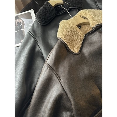 Женская дублёнка свободного кроя со спущенным плечом   ЗАР*А