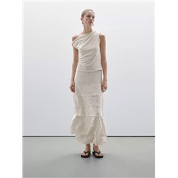 Top drapeado detalle nudo algodón