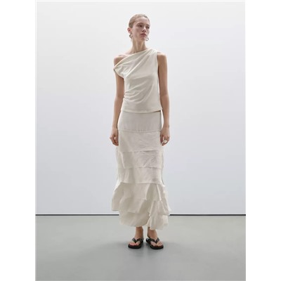 Top drapeado detalle nudo algodón