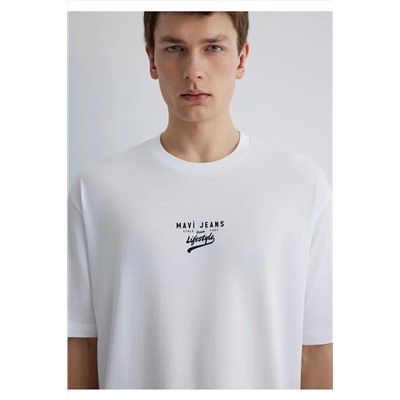 Mavi Minimal Logo Baskılı Beyaz Tişört Relaxed Fit / Rahat Kesim 0612710-620