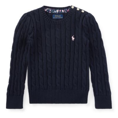 GIRLS 2-6X Cable-Knit Cotton Sweater