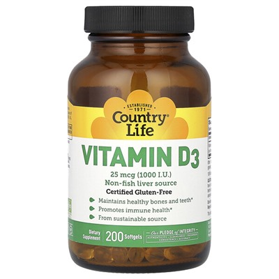 Vitamin D3  200 cap Country life