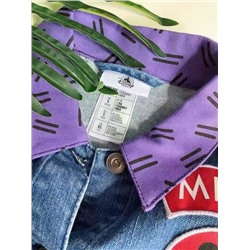 Женская джинсовая куртка Disne*y 😍  Яркая , с контрастными рукавами, нашивками свободного кроя  Оригинал, экспорт