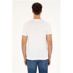 Erkek Slim Fit V Yaka Beyaz Basic Tişört