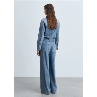 Jeans wide leg pinzas