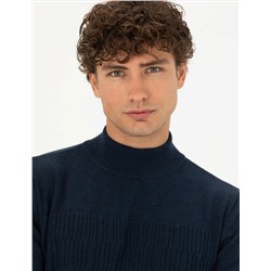 Lacivert Melanj Slim Fit Kazak