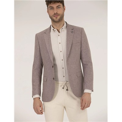 Gül Kurusu Keten Karışımlı Blazer Ceket