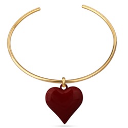 Колье-чокер Сердцебиение (4, 2см, эмаль бургунди; покрытие золото) 42см, Есть комплект