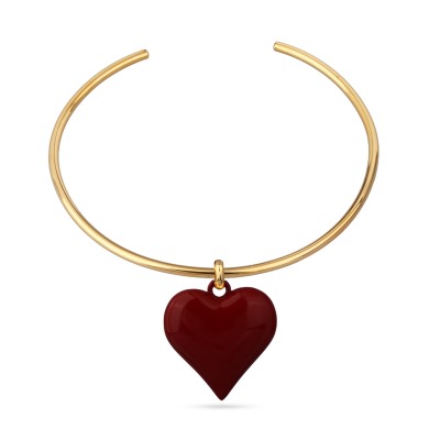 Колье-чокер Сердцебиение (4, 2см, эмаль бургунди; покрытие золото) 42см, Есть комплект